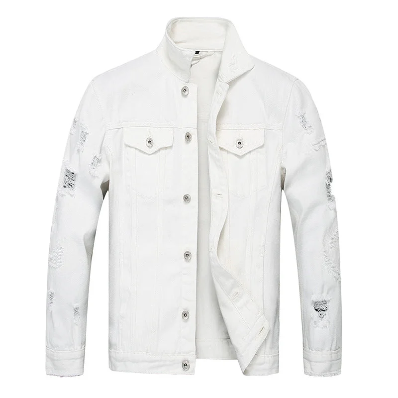 Men's Individuality Denim Coat Ripped Urban Denim Jacket