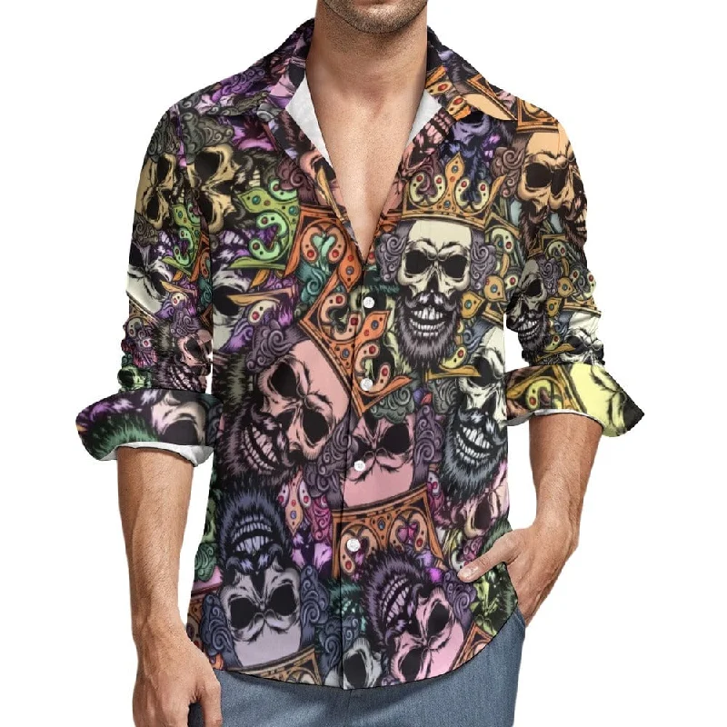 Men's Skull Crowns Colorful Long Sleeve Shirt