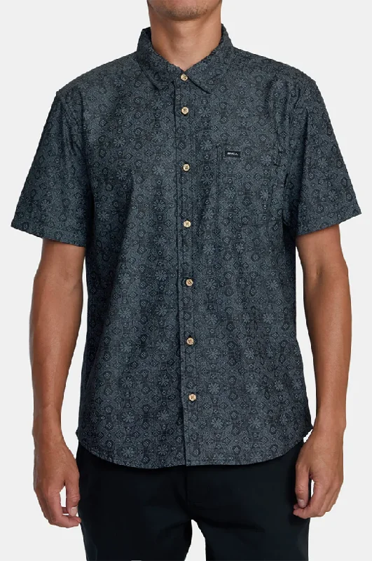 RVCA Frame Chambray Short Sleeve Woven Button Up Shirt