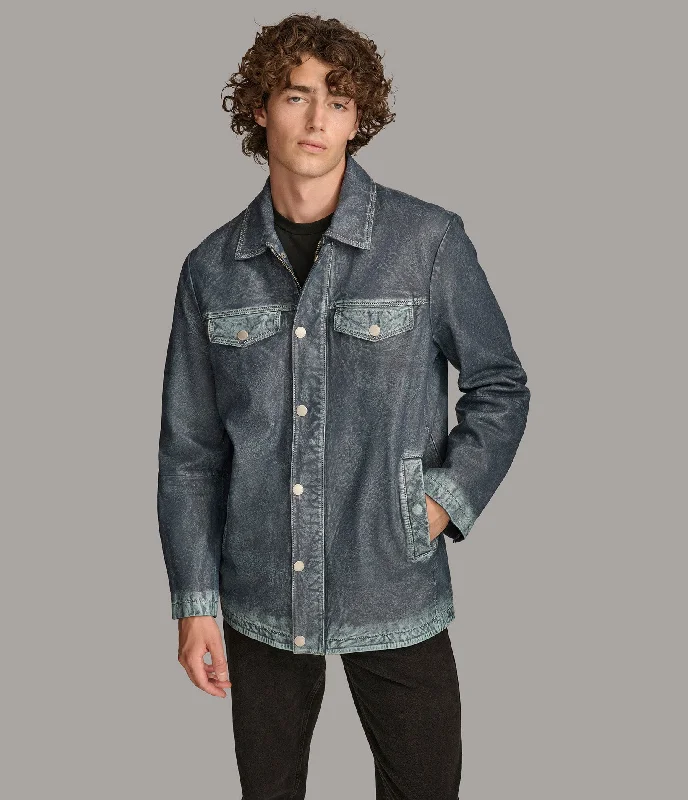 Nolan Denim Leather Shirt Jacket