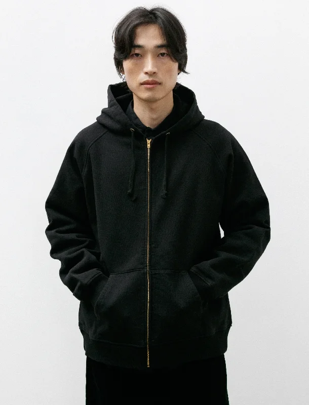 Cotton Sweat Zip-Up Hoodie Black