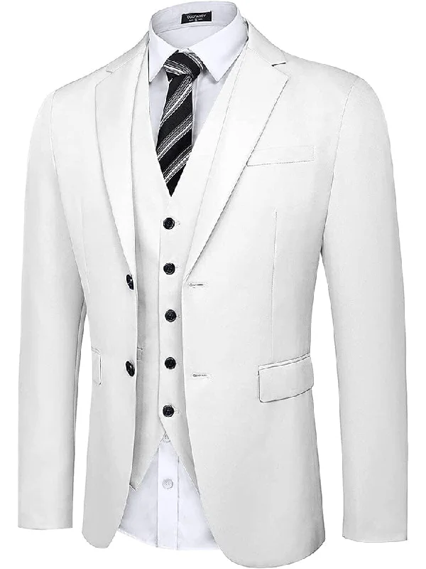 2-Piece Two Button Solid Prom Tuxedo Blazer Vest Set (US Only)