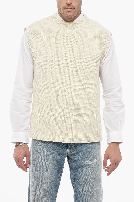 Jil Sander Knitted Vest with Ribbed Trims