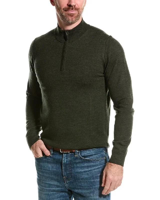 Mette mens  Merino Wool Mock 1/4-Zip Sweater, XXL, Green