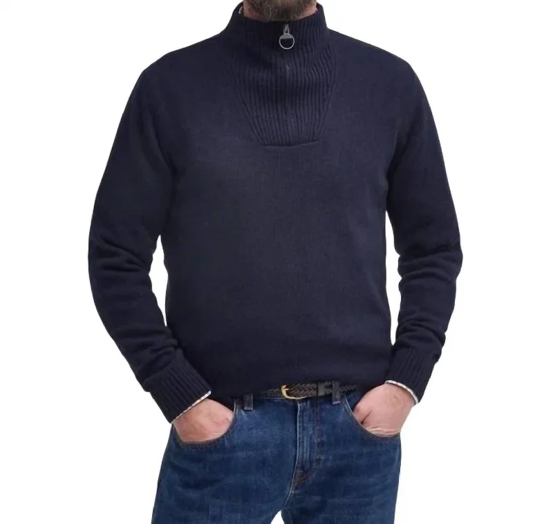 Nelson Half Zip Jumper In Navy