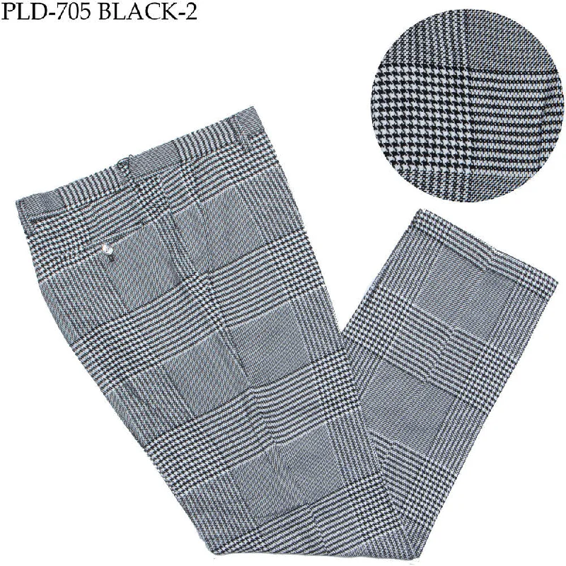 Plaid Black White Flat Front Pants - SYM