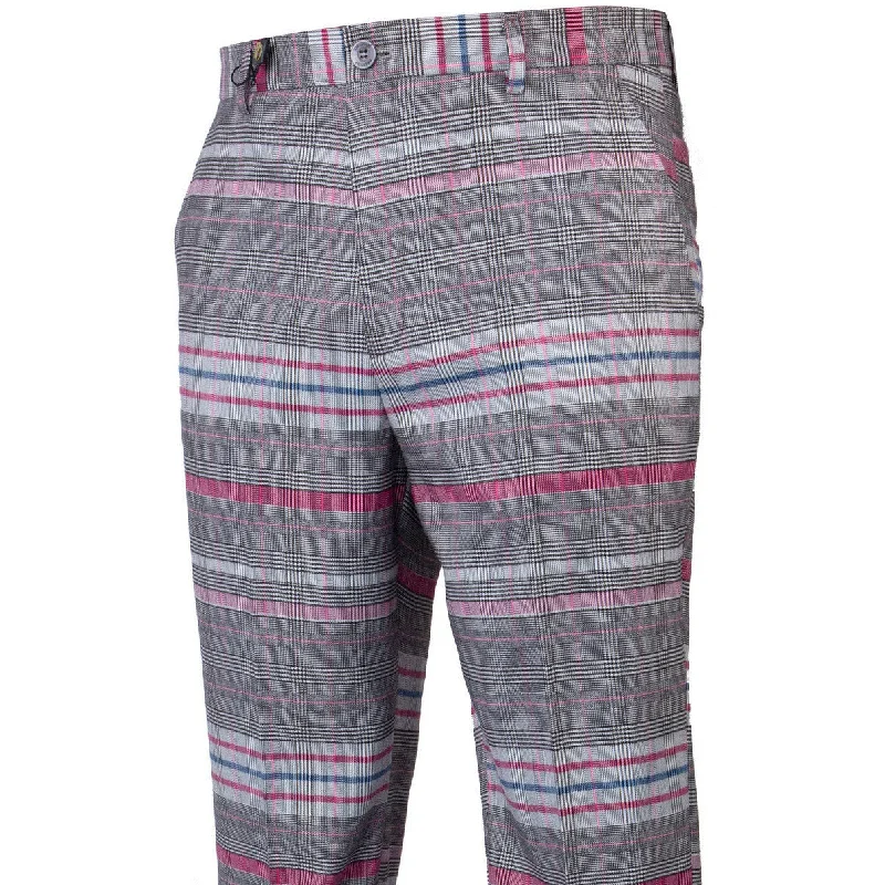 Plaid Gray Pink Fuchsia White Blue  Pants