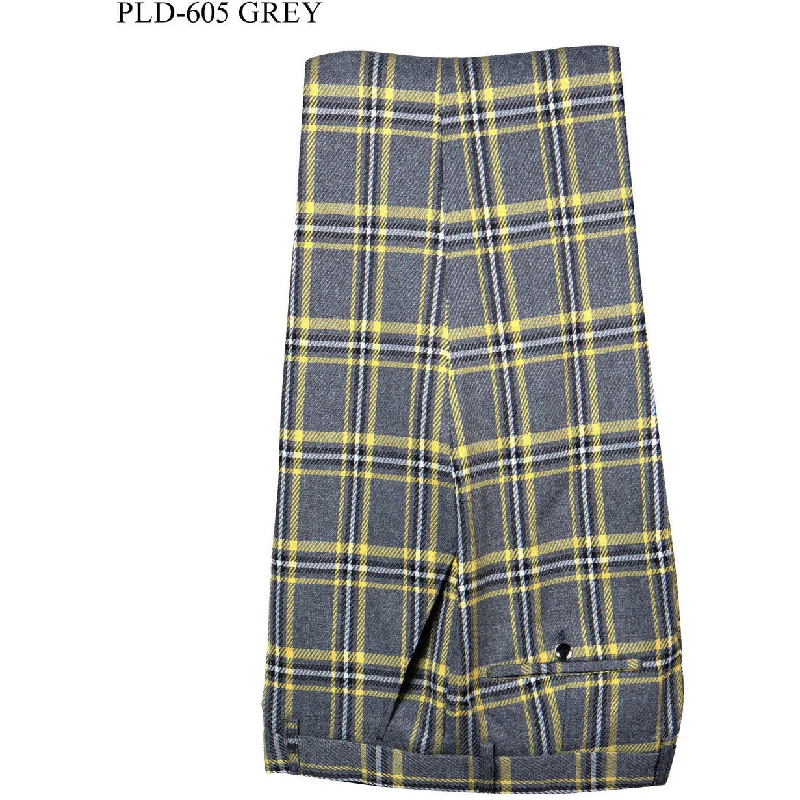 Plaid Grey Flat Front Pants - SYM