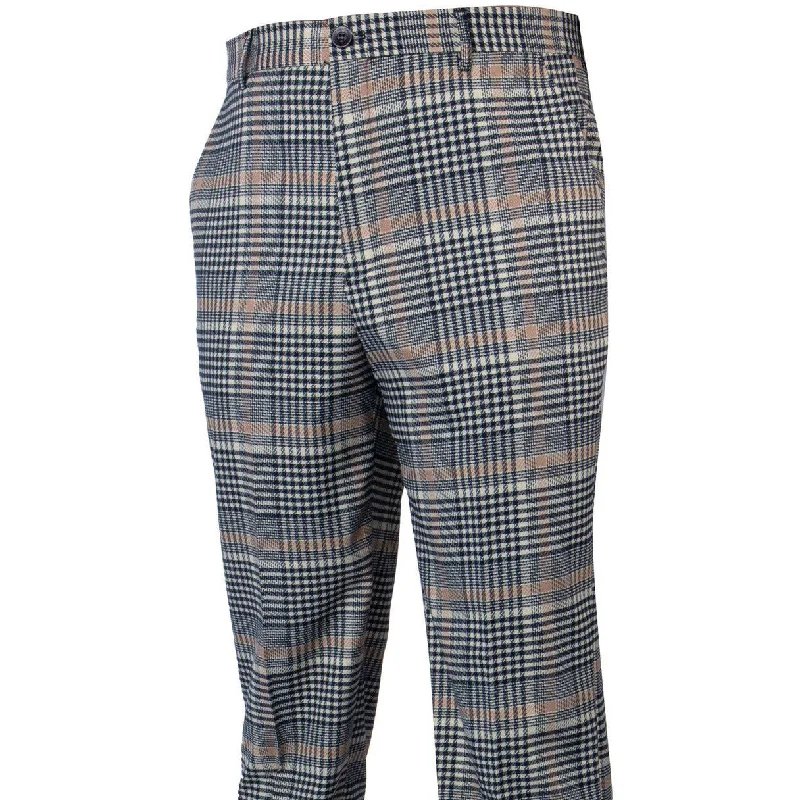 Plaid Khaki Black Tan Plaid Windowpane Pants