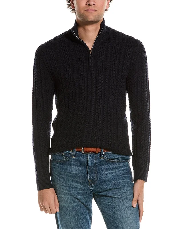 Reiss Bantham Cable Knit 1/2-Zip Funnel Neck Wool-Blend Sweater