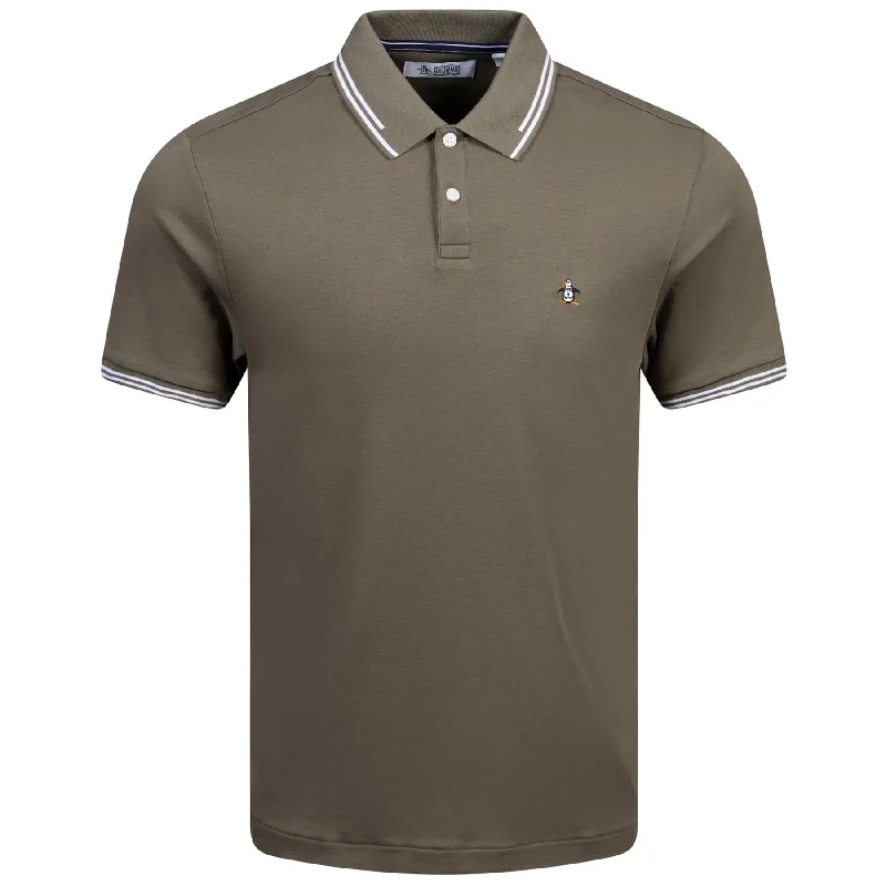 Archive Organic Cotton Interlock Tipped Polo Dusty Olive - AW24