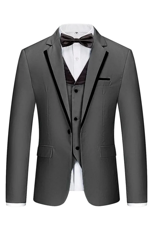 Black Notched Lapel Three Pieces Business Suits Dinner Party Prom Suit