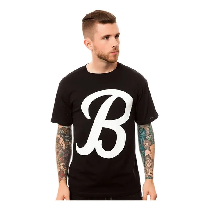 Black Scale Mens The Big B Script Logo Graphic T-Shirt, Black, Small