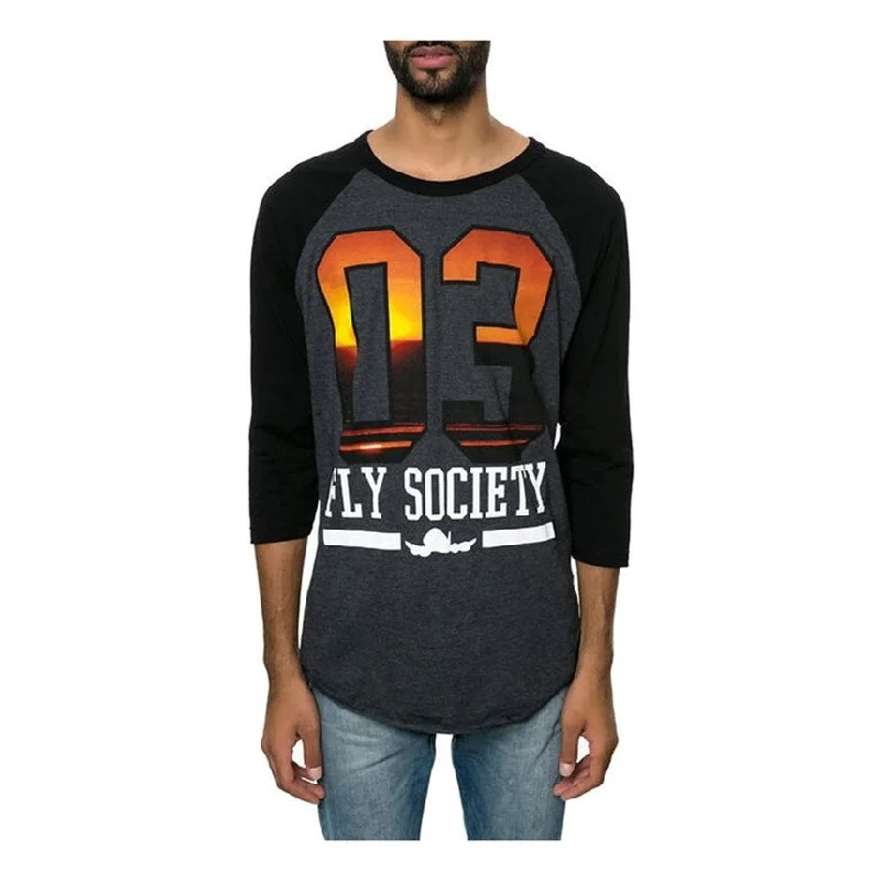 Fly Society Mens 3 the Fly Way Graphic T-Shirt, Black, Small