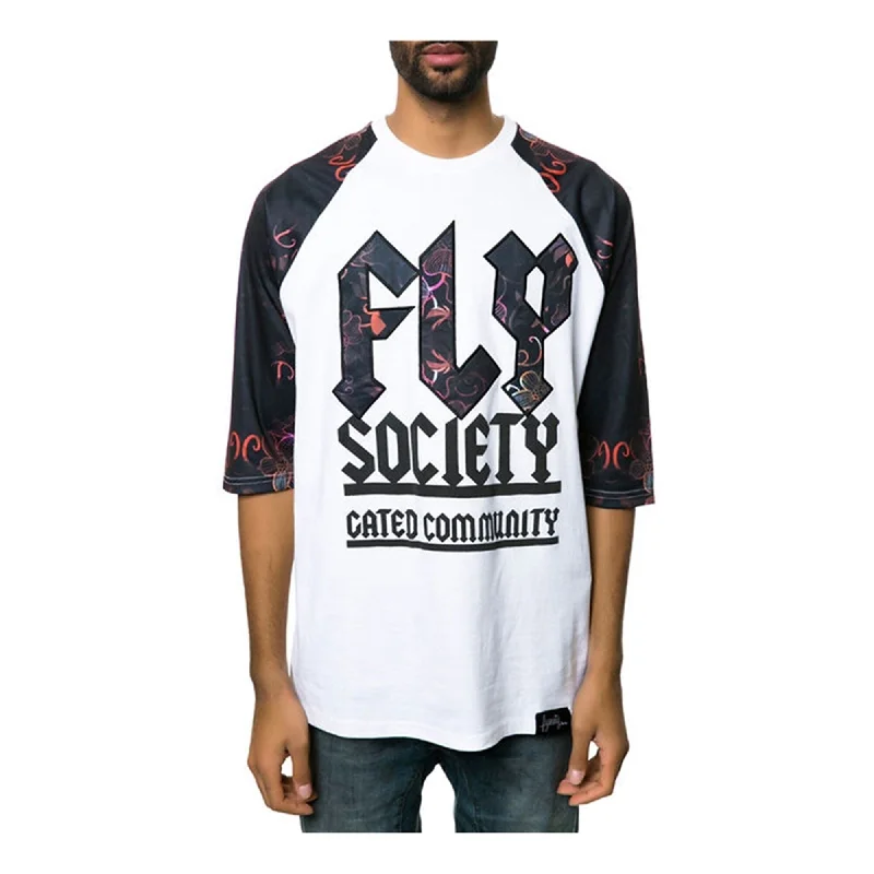 Fly Society Mens The Jersey Raglan Embellished T-Shirt