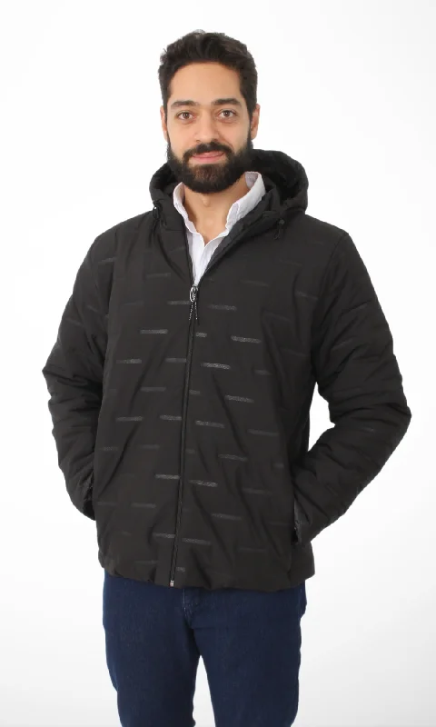 Hooded Puffer Jacket (Black)