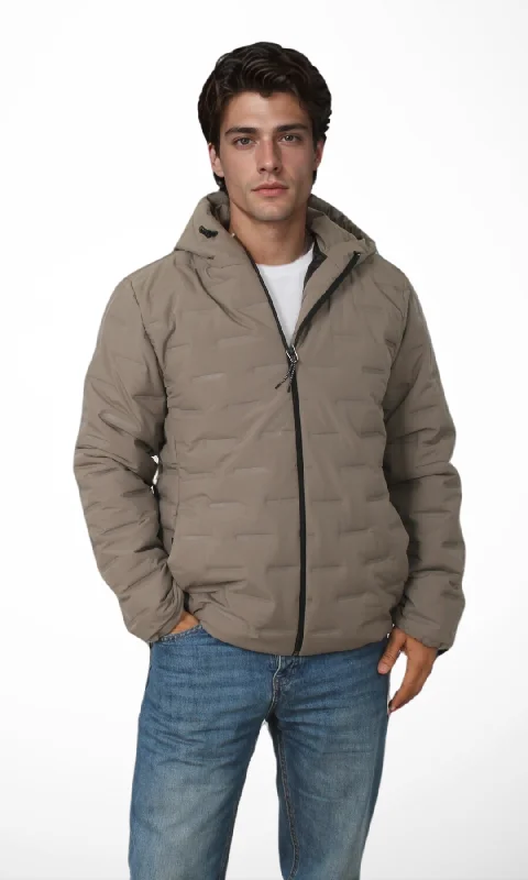 Hooded Puffer Jacket (Café)