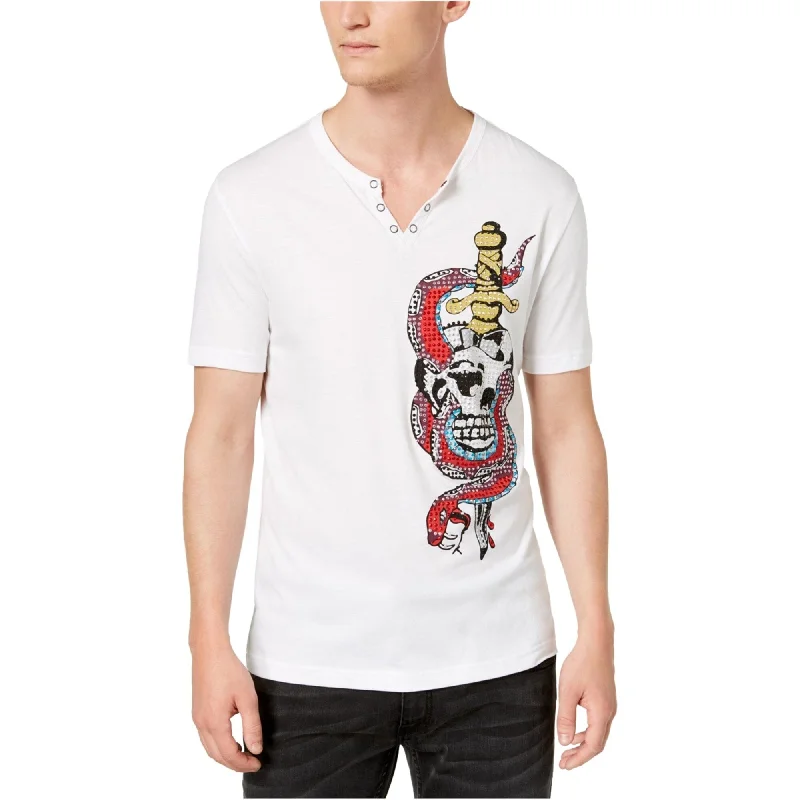 I-N-C Mens Snake Skull And Sword Embellished T-Shirt