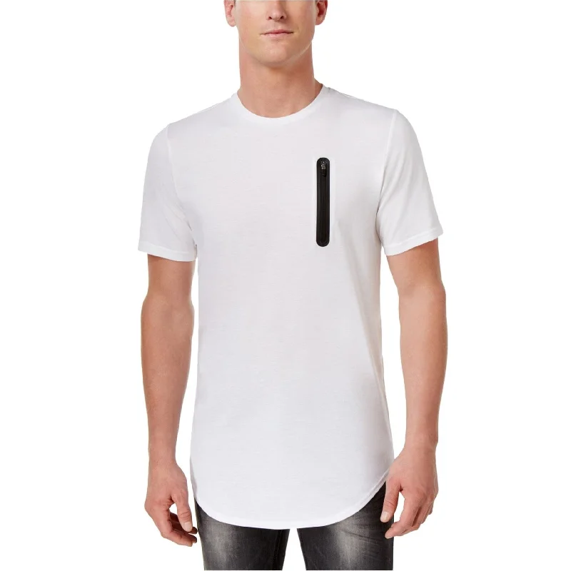 I-N-C Mens Zipper Embellished T-Shirt, White, XX-Large