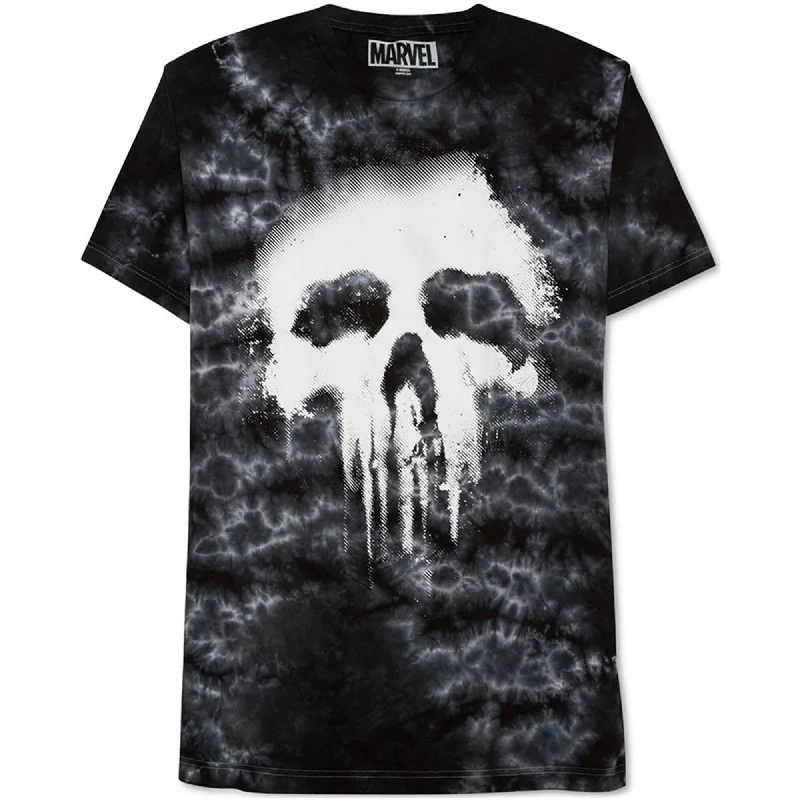 Jem Mens Punisher Tie-Dyed Halftone Graphic T-Shirt, Black, Small