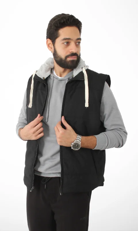 Men Hooded Vest (Black)