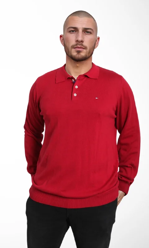 Men Tricot Polo Shirt (Burgundy)