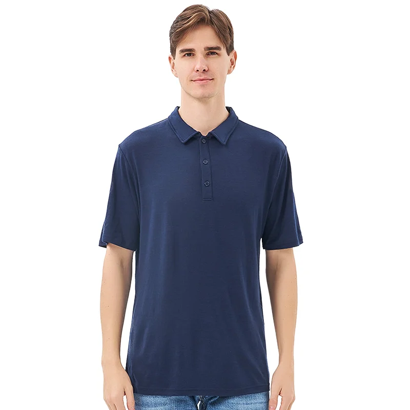 Men's Merino 170g Short Sleeve Polo Navy