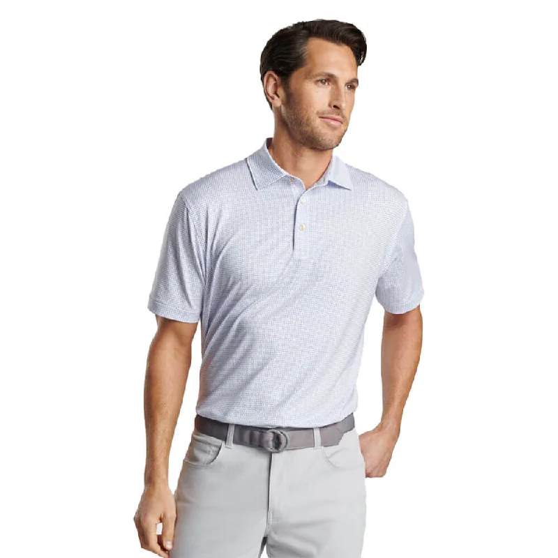 Peter Millar Daybreak Performance Jersey Polo Shirt - White / Liberty Blue