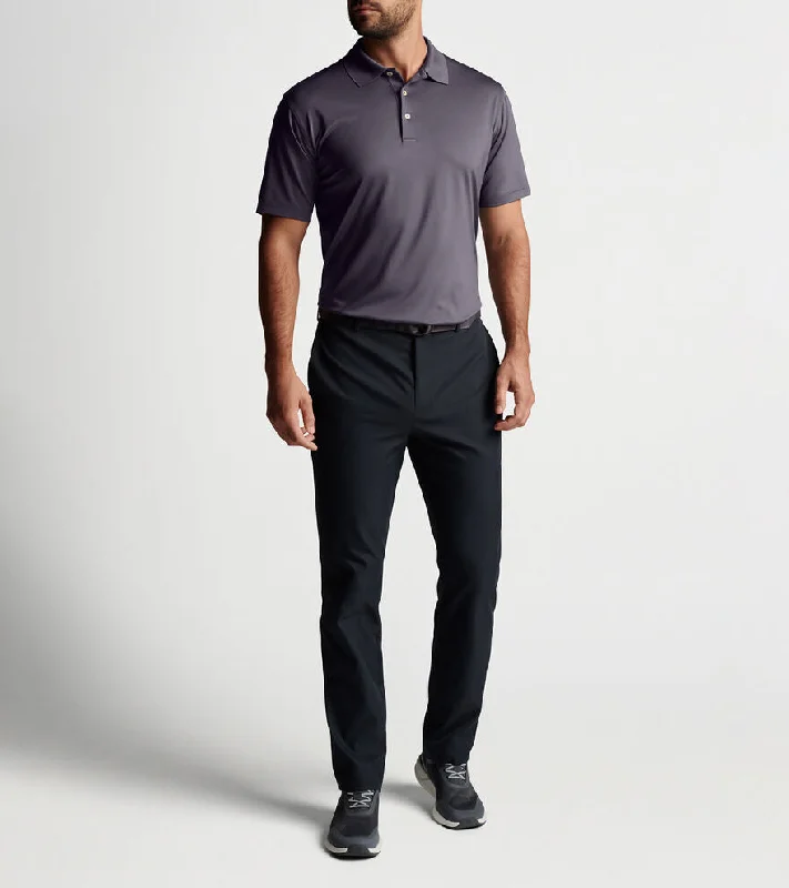 Peter Millar Solid Performance Jersey Sean Self Collar Polo Shirt - Iron