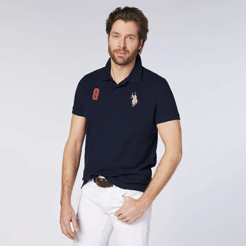 Polo Republica Men's Twin Pony & 8 Embroidered Short Sleeve Polo Shirt