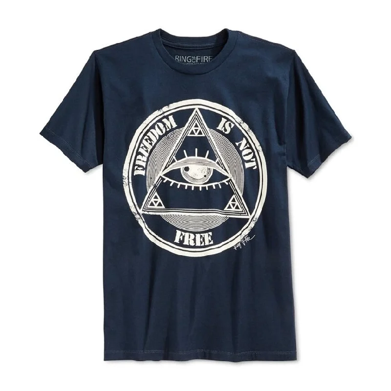 Ring Of Fire Mens Freedom is Not Free Graphic T-Shirt, Blue, Small