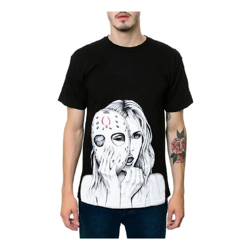 ROOK Mens The Hockey Mask Graphic T-Shirt, Black, Small