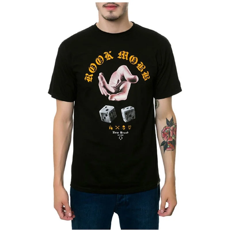 ROOK Mens The Throwin Bones Graphic T-Shirt, Black, Medium