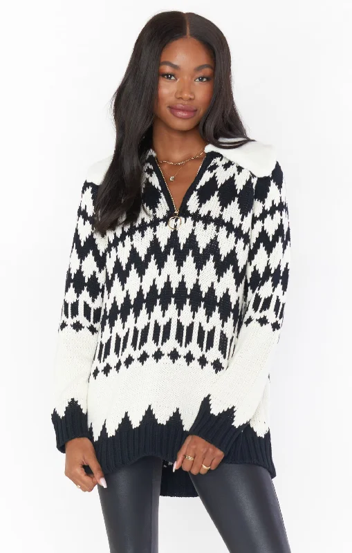 Sun Valley Pullover ~ White with Faux Sherpa