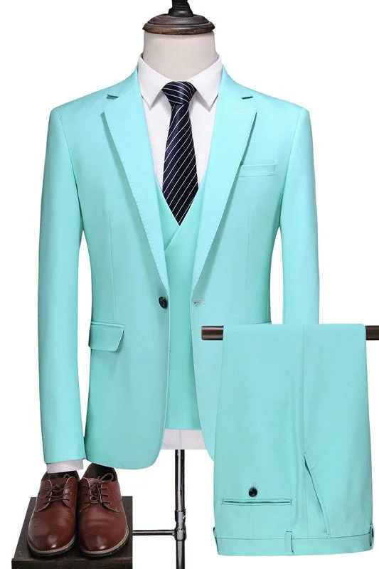 Three Pieces Notched Lapel Buisness Suits One Button Wedding Suits